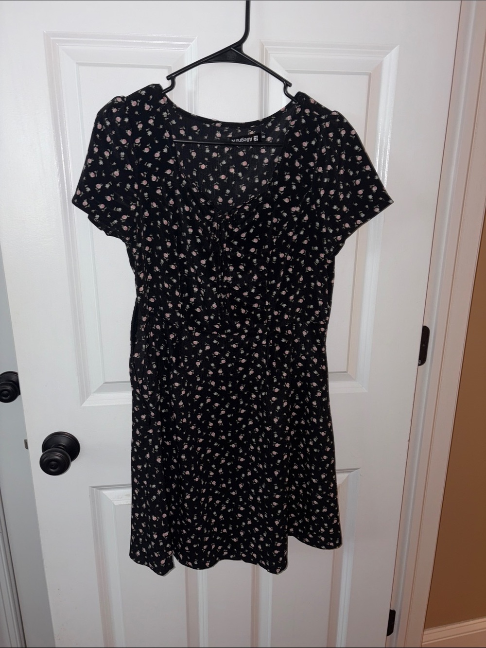 Allegra K Black Dress with Pink Floral Print